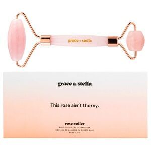 NIB Grace & Stella This Rose Ain’t Thorny Rose Quartz Facial Roller/Massager